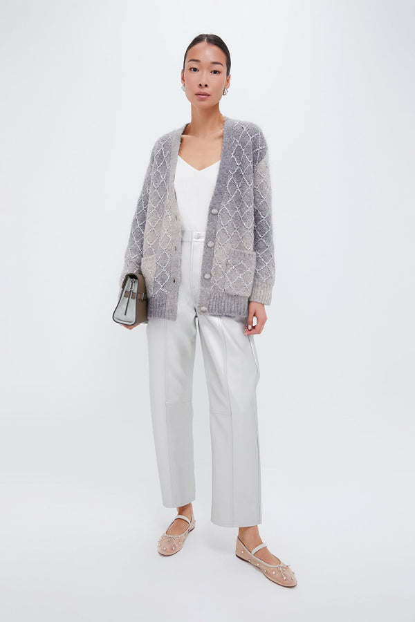 Grey Gradient Diamond Pattern Cardigan