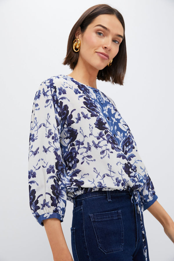 Indigo Reflection Cotton Viscose Hollie Top