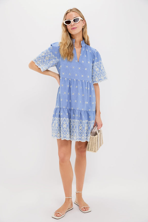 Chambray Embroidered Crawford Dress