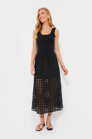 Black Cotton Eyelet Eve Skirt