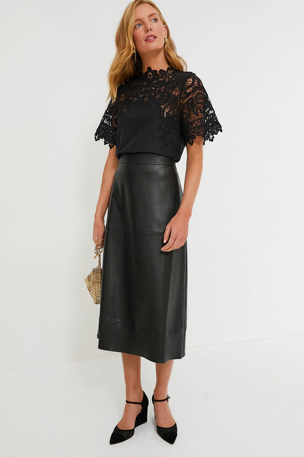 Black Leather Zaira Skirt