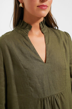 Olive Green Linen Palmerston Dress