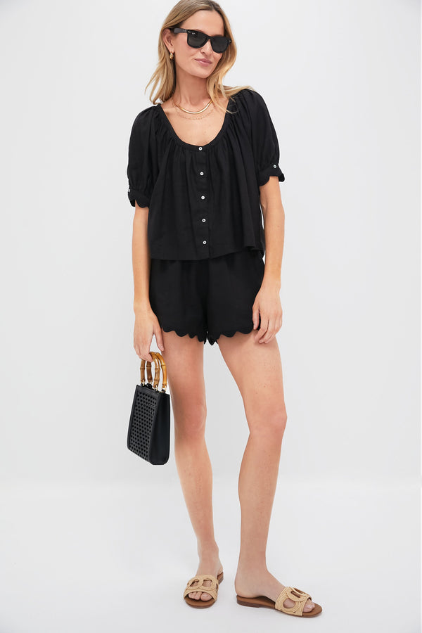 Black Linen Ava Short