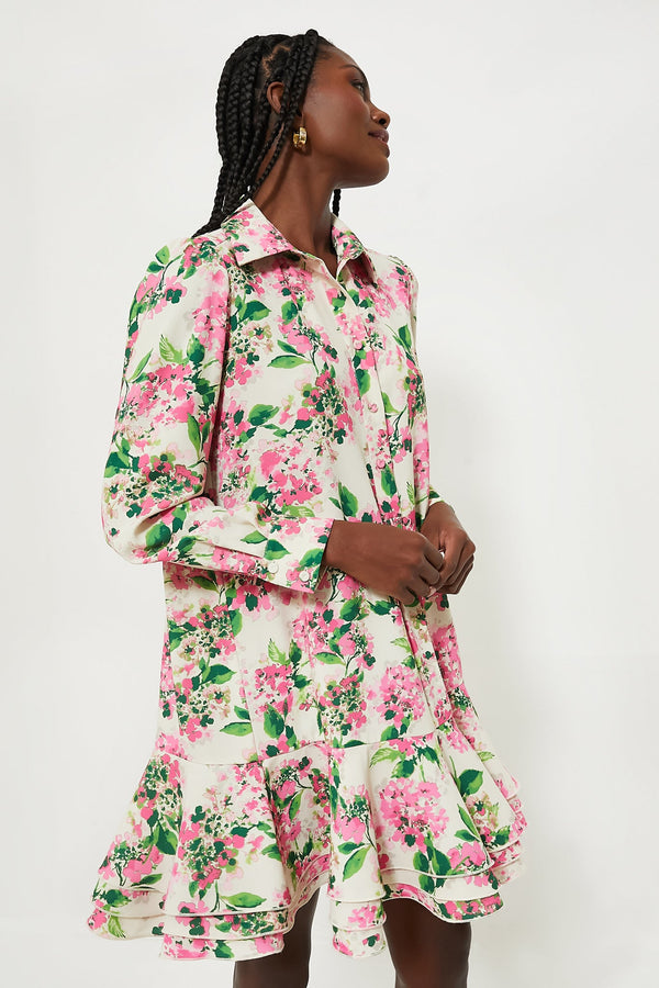 Gossamer Pink Hydrangea Callahan Shirt Dress