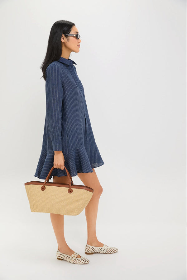 Dark Navy Stripe Linen Callahan Shirt Dress