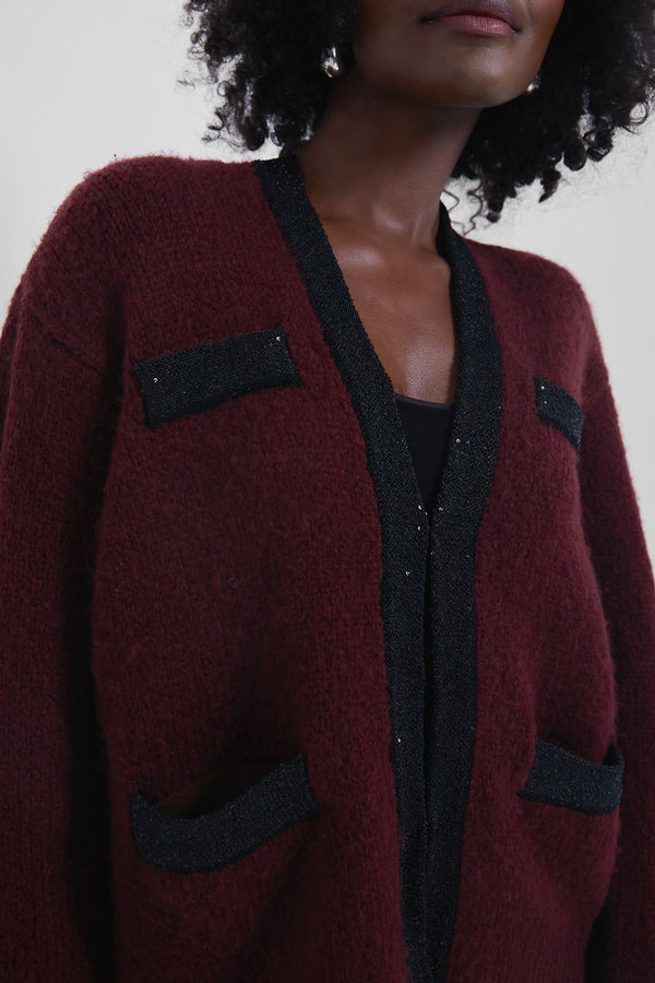 Oxblood Boucle Fallon Cardigan