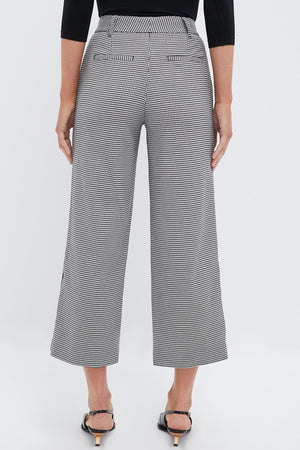Black and White Check Miki Cropped Button Hem Pants