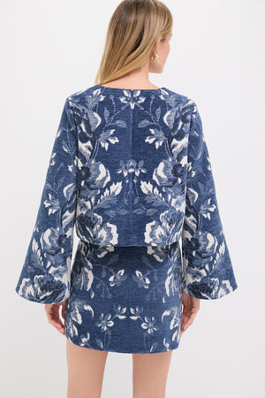 Indigo Reflection Knit Jacquard Maxine Top