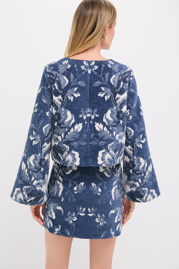 Indigo Reflection Knit Jacquard Maxine Top