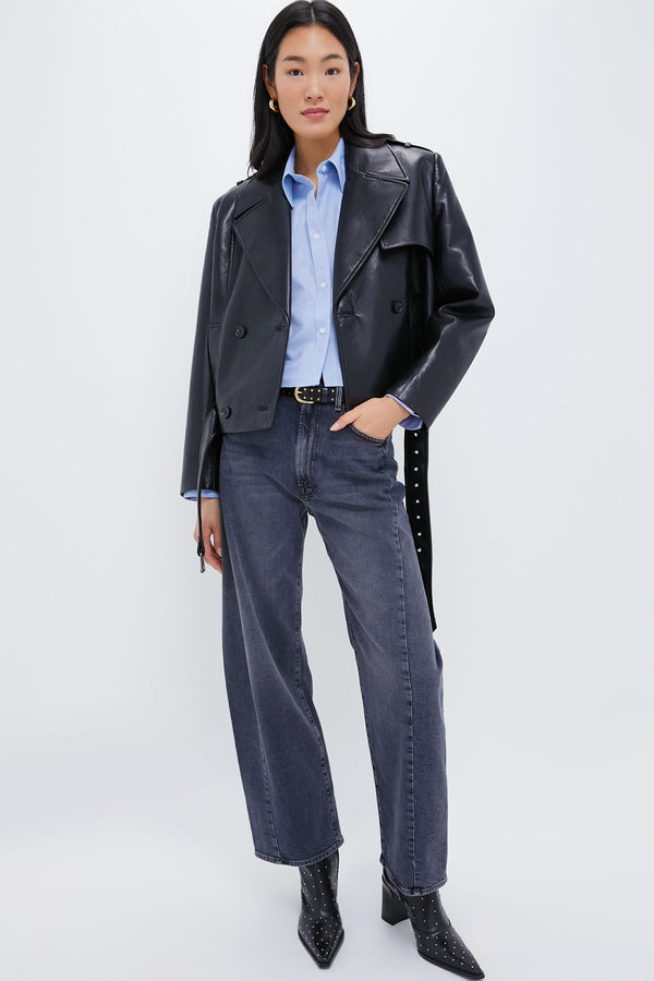 Black Recycled Leather Simone Jacket