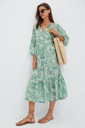 Misty Jade Blossom Long Sleeve Salty Paloma Caftan