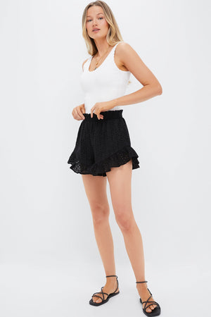 Black Eyelet Skye Ruffle Short