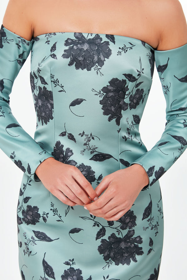 Rose on Pistachio Melina Dress
