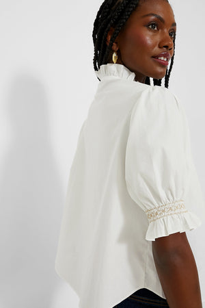 White Elisa Smocked Blouse