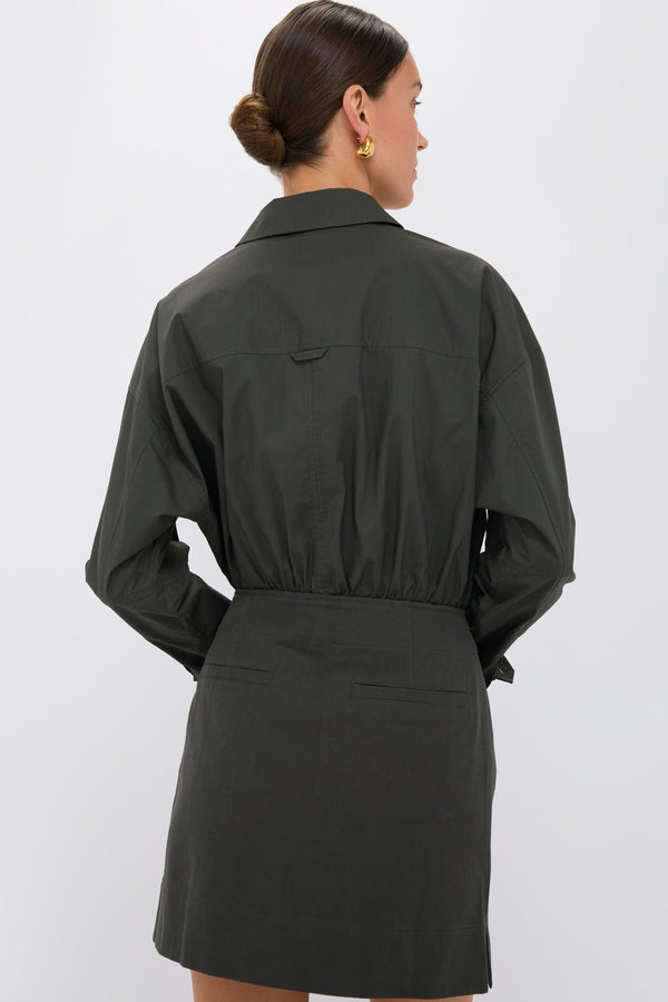 Deep Olive La Reina Mini Shirt Dress