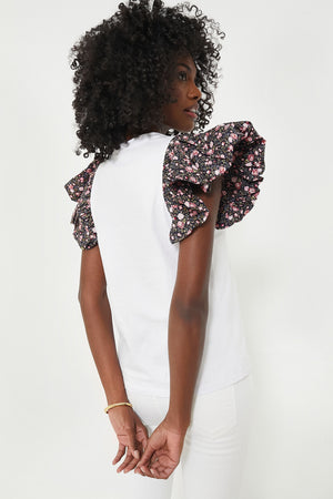 Navy Floral and White Shelby Tee