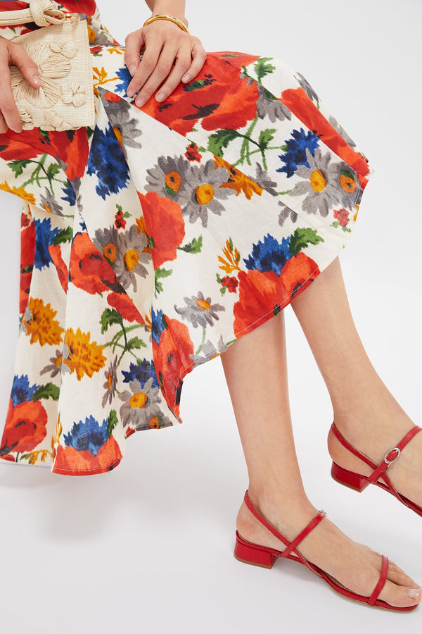 Crimson Poppy Cotton Linen Elodie Dress