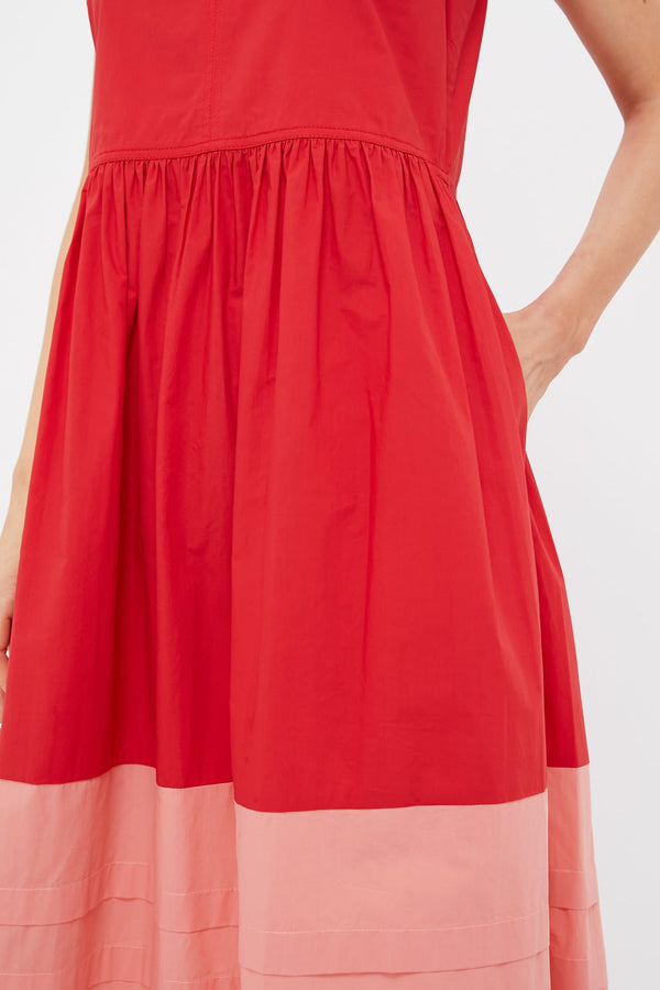 Poppy and Coral Colorblock Cotton Elsie Dress