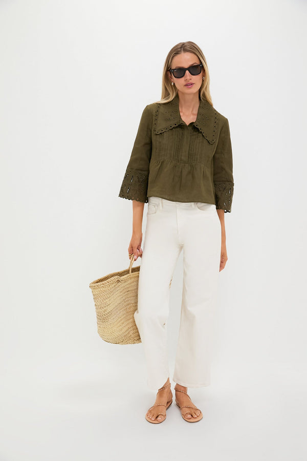 Army Green Linen Jones Blouse