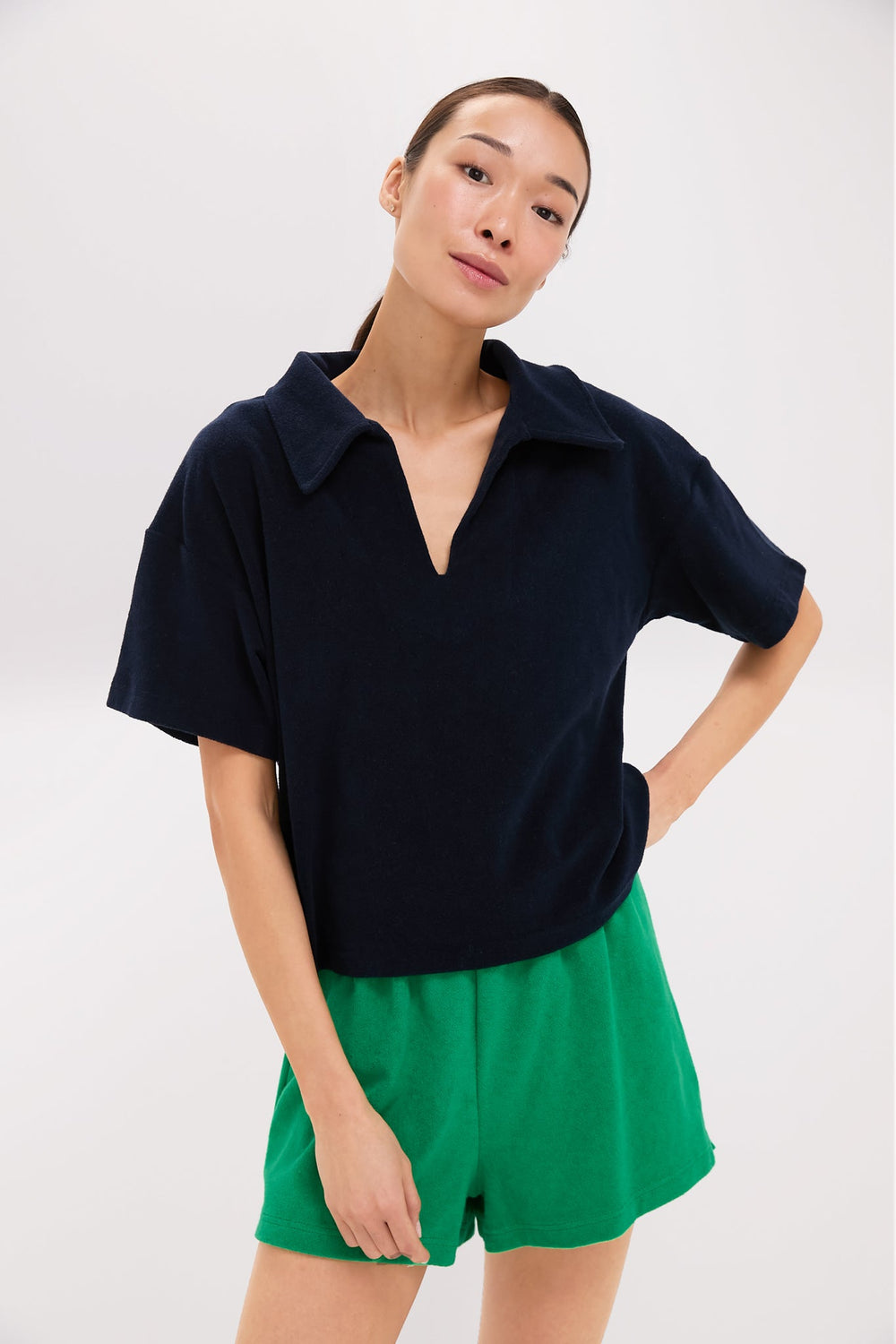 Navy Terrycloth Tybee Top