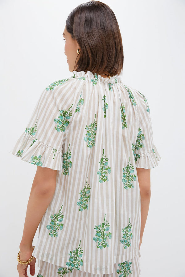 Sand Striped Bouquet Cassis Top