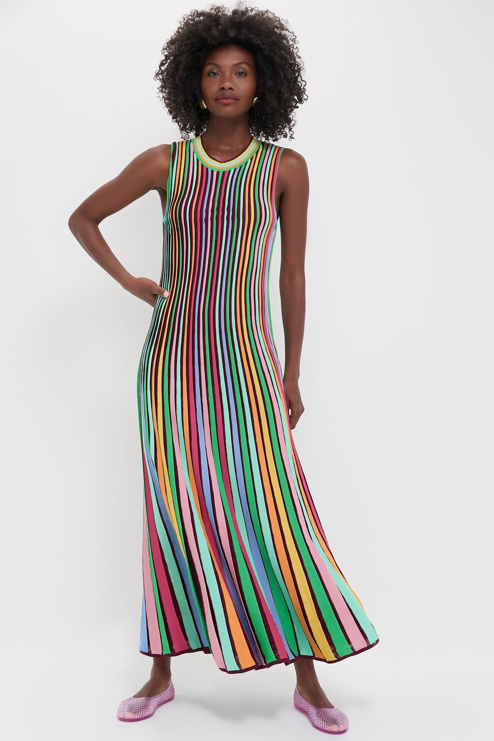 Rainbow Stripe Knit Amie Dress