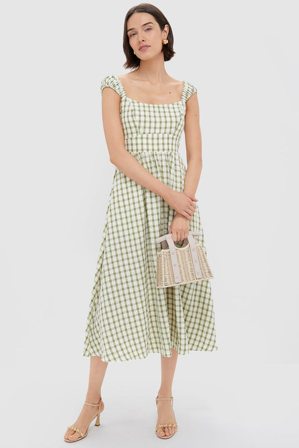 Sage Gingham Seersucker Amy Dress