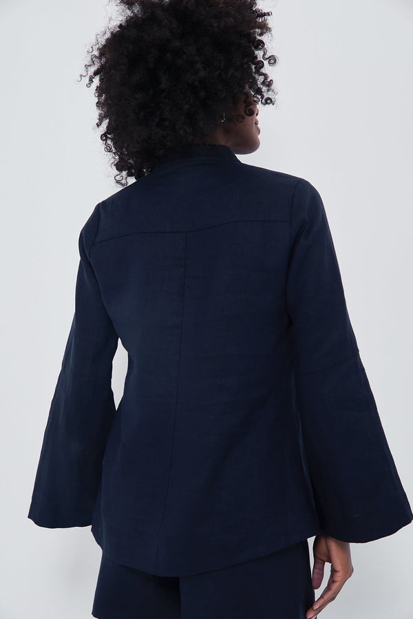 Navy Linen Eleuthera Popover