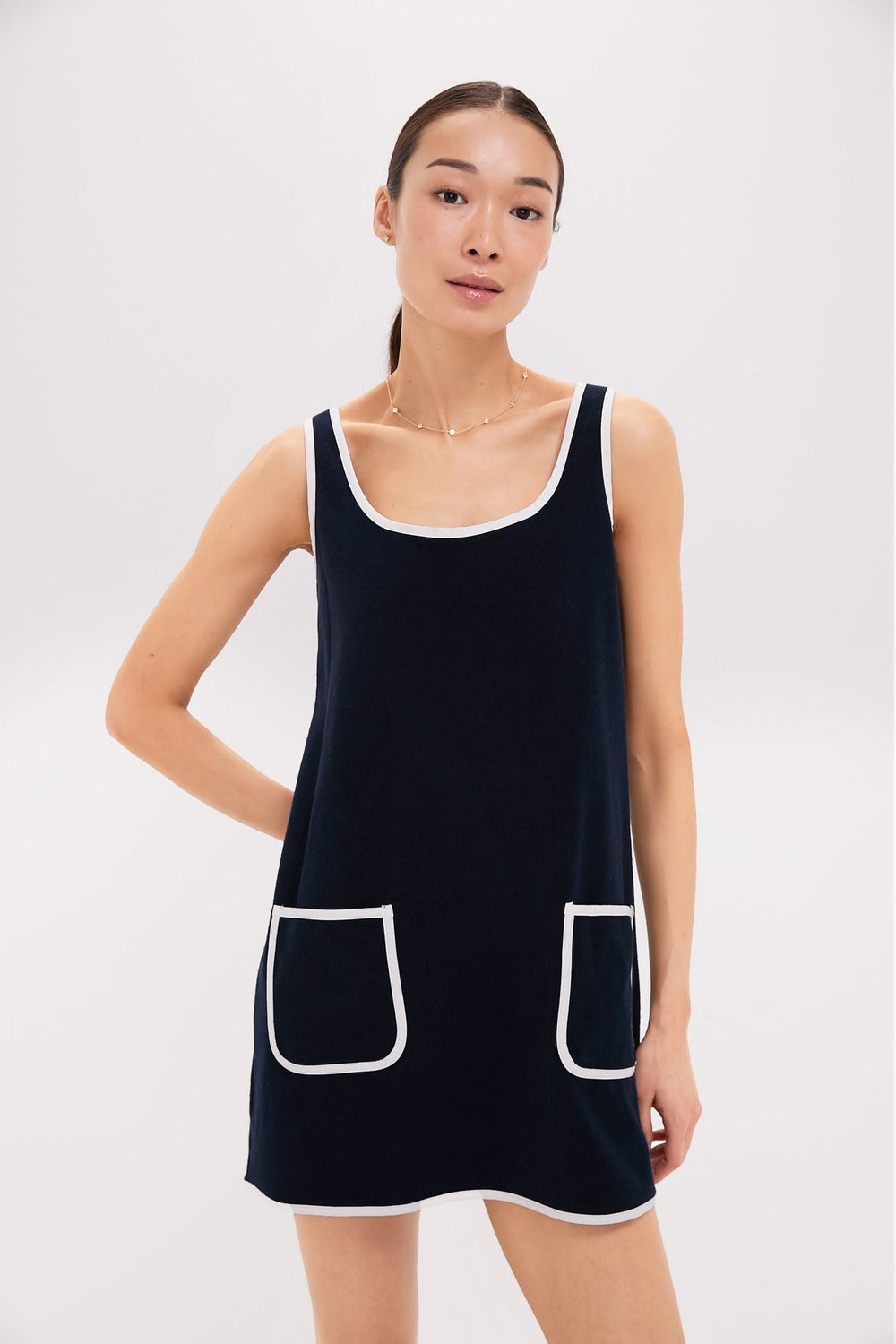 Navy Mini Terrycloth Dress Coverup