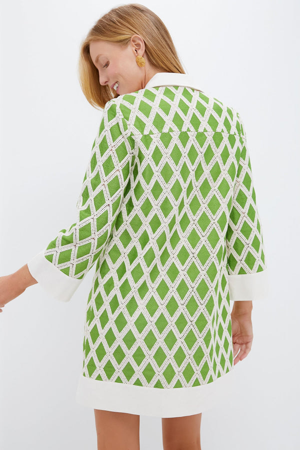 Kelly Green Crochet Collier Dress