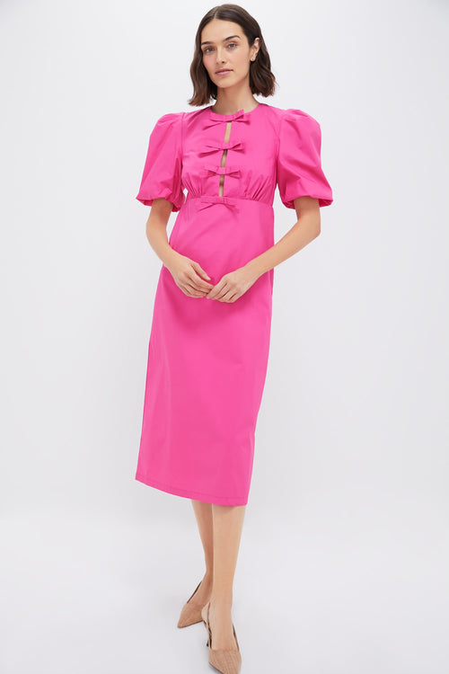 Bright Pink Bows Keelin Midi Dress