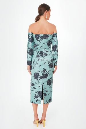 Rose on Pistachio Melina Dress