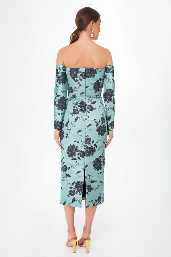 Rose on Pistachio Melina Dress