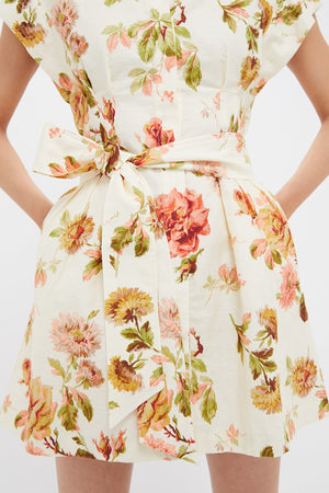 Romantic Floral Cotton Linen Mini Callie Dress