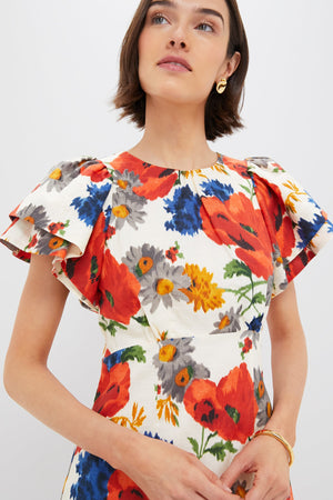 Crimson Poppy Cotton Linen Elodie Dress