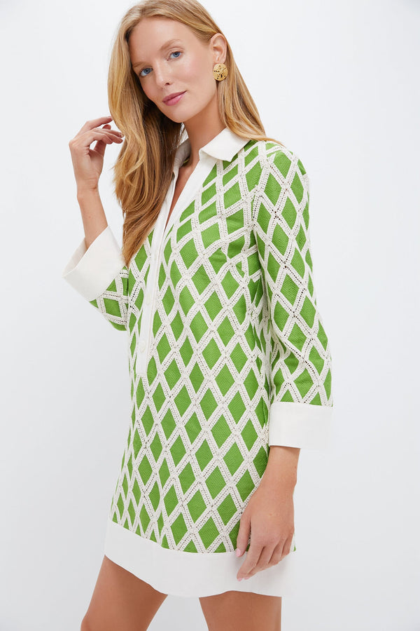 Kelly Green Crochet Collier Dress