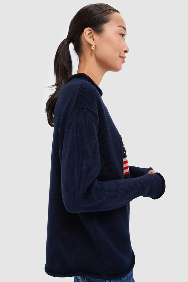 Navy Cotton Americana Sweater