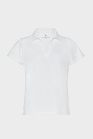 White Short Sleeve Caroline Polo