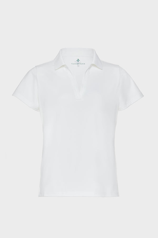 White Short Sleeve Caroline Polo
