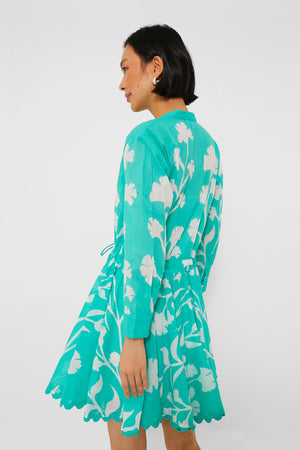 Jade Long Sleeve Beach Dress in Majorelle Print
