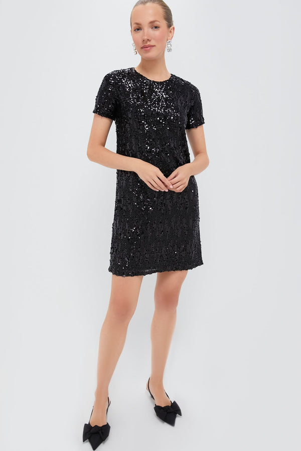Black Sequin Modern Shift Dress