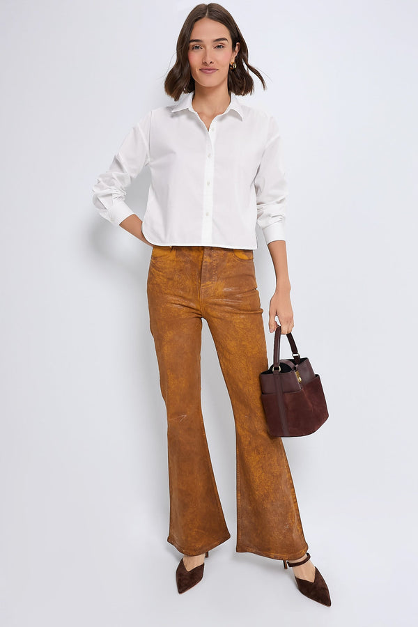 White Cropped Jasper Button Down