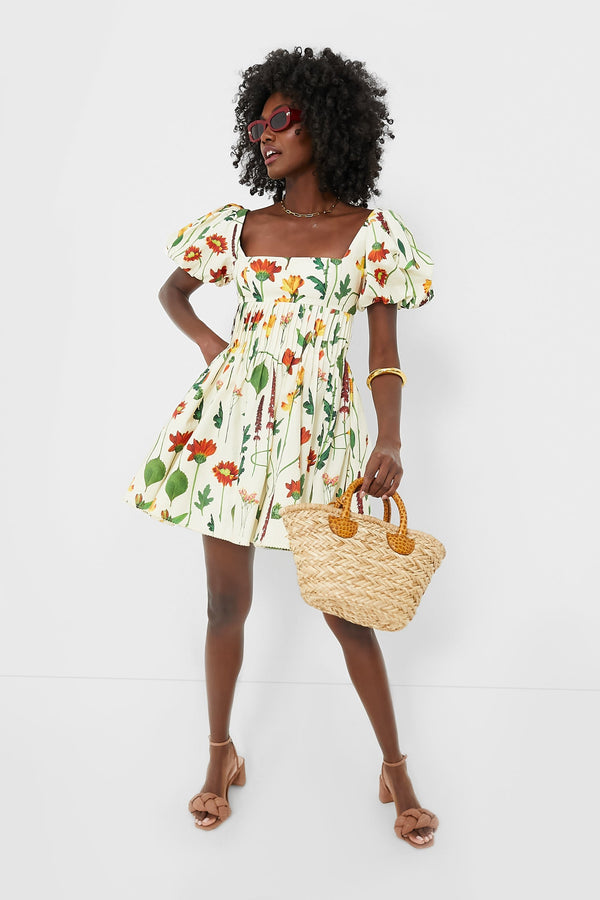 Exclusive Ivory Floral Caramelo Mini Dress