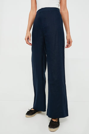 Navy Linen Lydia Pants