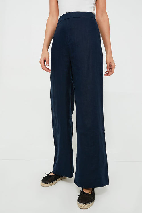 Navy Linen Lydia Pants
