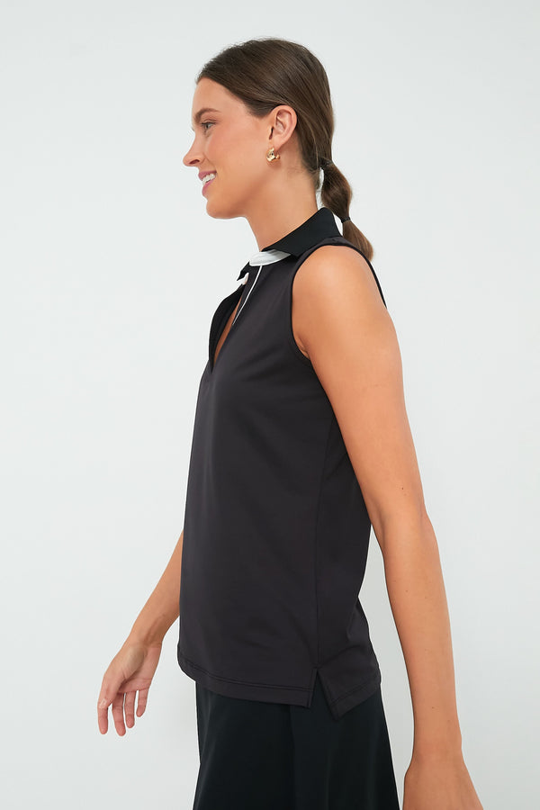 Black Sleeveless Caroline Polo