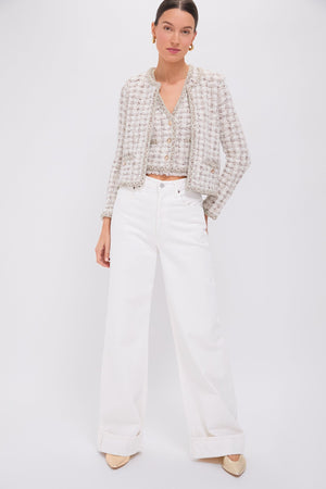 Cafe Au Lait Houndstooth Crewneck Jacket