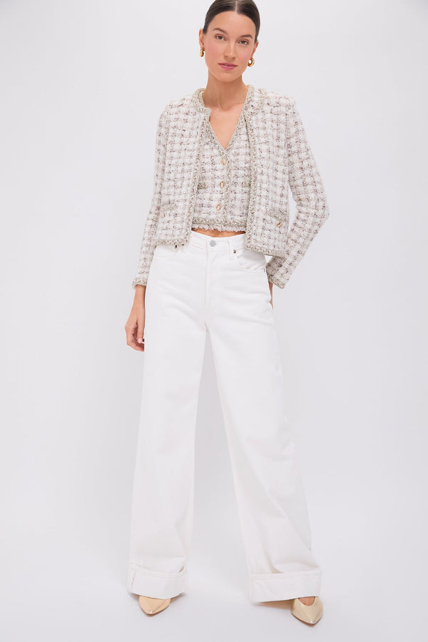 Cafe Au Lait Houndstooth Crewneck Jacket