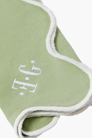 Sage and White Cotton Slub Scalloped Napkins Set of 4