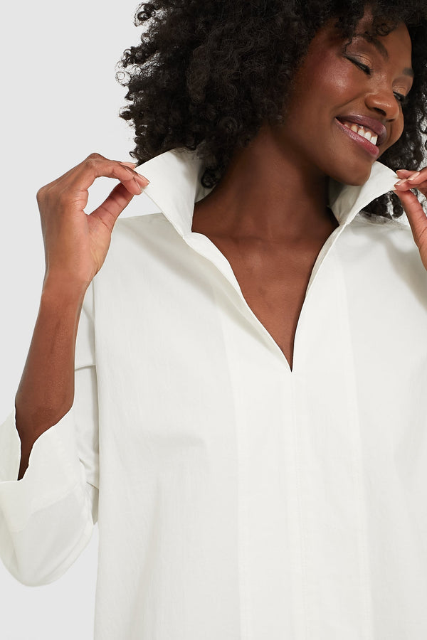 White Margot Stand Collar Blouse